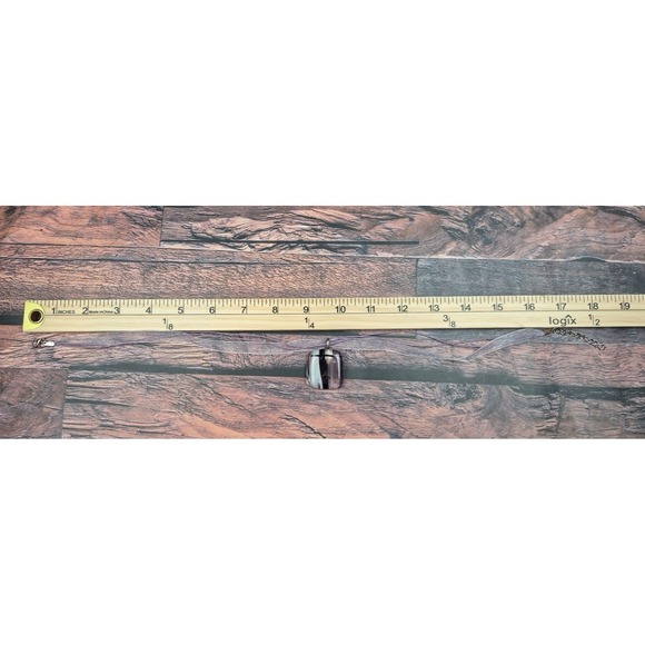 18" Lilac Ribbon Necklace Square Purple Pendant Lobster Clasp Lightweight Y2K - Picture 12 of 12